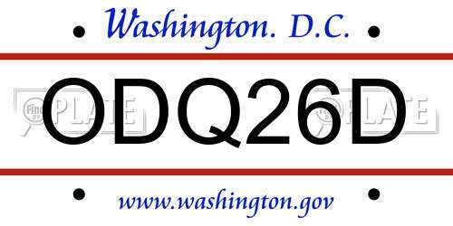 ODQ26D District Of Columbia License Plate