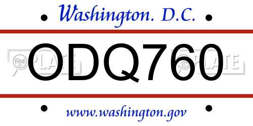 ODQ760 District Of Columbia License Plate