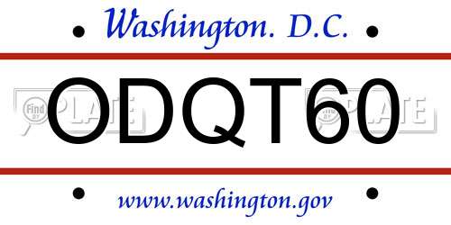 ODQT60 District Of Columbia License Plate