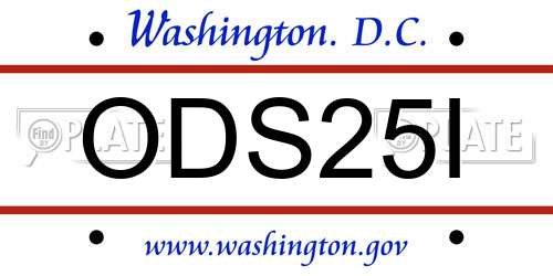 ODS25I District Of Columbia License Plate