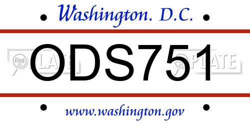 ODS751 District Of Columbia License Plate