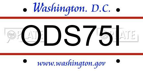 ODS75I District Of Columbia License Plate