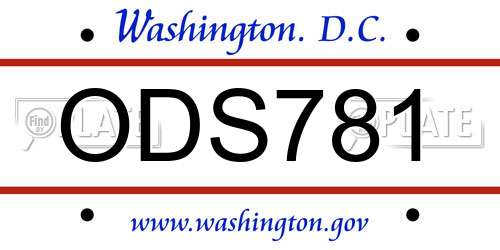 ODS781 District Of Columbia License Plate