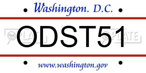 ODST51 District Of Columbia License Plate