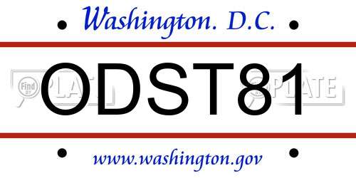 ODST81 District Of Columbia License Plate