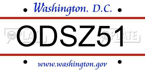 ODSZ51 District Of Columbia License Plate