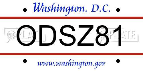 ODSZ81 District Of Columbia License Plate