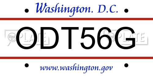 ODT56G District Of Columbia License Plate