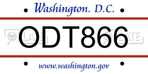ODT866 District Of Columbia License Plate