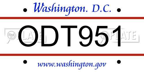 ODT951 District Of Columbia License Plate
