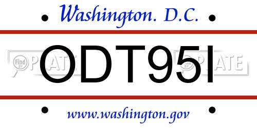 ODT95I District Of Columbia License Plate