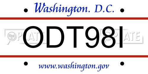 ODT98I District Of Columbia License Plate