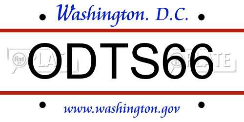 ODTS66 District Of Columbia License Plate