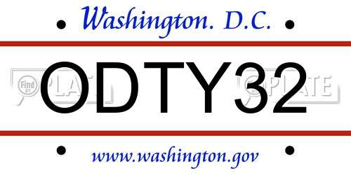 ODTY32 District Of Columbia License Plate