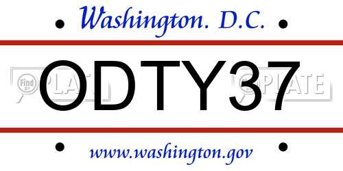 ODTY37 District Of Columbia License Plate