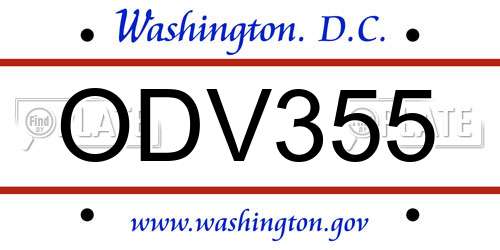 ODV355 District Of Columbia License Plate