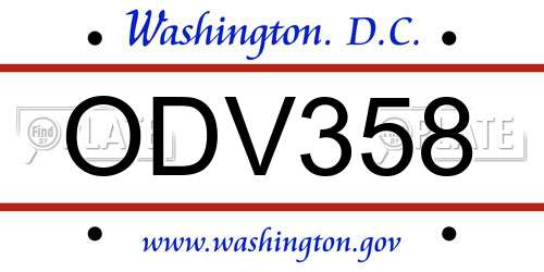 ODV358 District Of Columbia License Plate