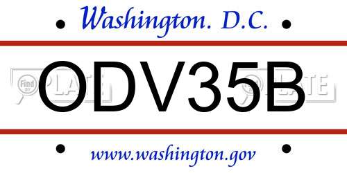 ODV35B District Of Columbia License Plate
