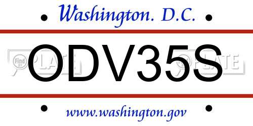 ODV35S District Of Columbia License Plate