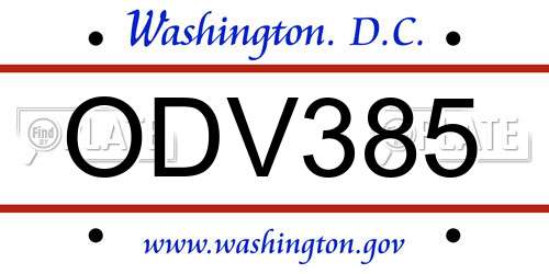 ODV385 District Of Columbia License Plate