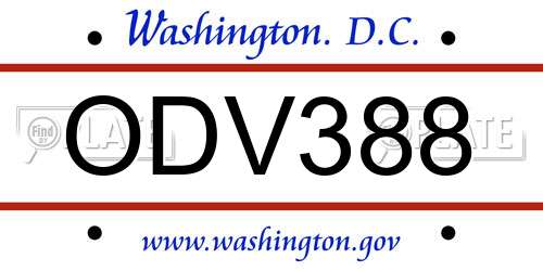 ODV388 District Of Columbia License Plate