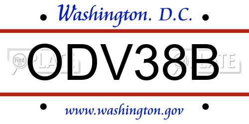 ODV38B District Of Columbia License Plate