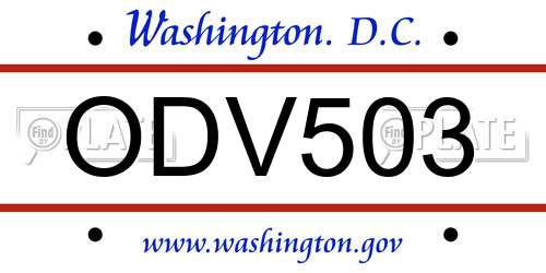 ODV503 District Of Columbia License Plate