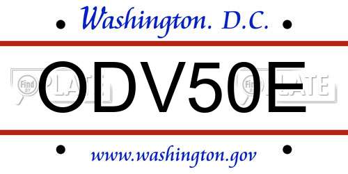ODV50E District Of Columbia License Plate