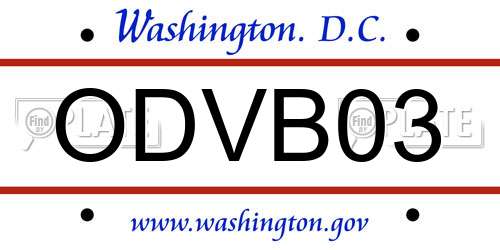 ODVB03 District Of Columbia License Plate