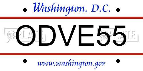 ODVE55 District Of Columbia License Plate