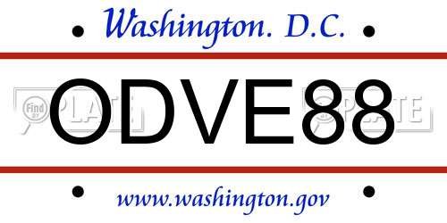 ODVE88 District Of Columbia License Plate
