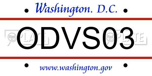 ODVS03 District Of Columbia License Plate