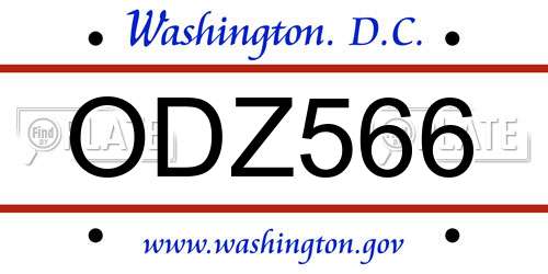 ODZ566 District Of Columbia License Plate