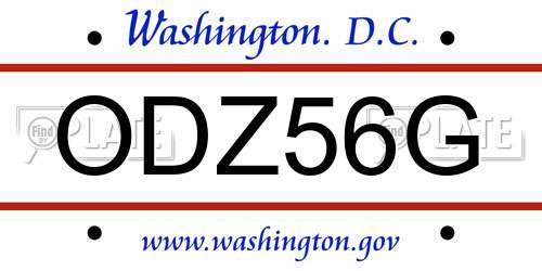 ODZ56G District Of Columbia License Plate