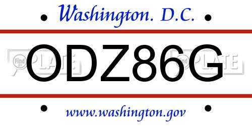 ODZ86G District Of Columbia License Plate
