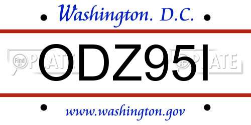 ODZ95I District Of Columbia License Plate