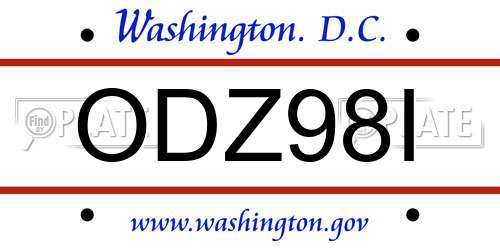 ODZ98I District Of Columbia License Plate