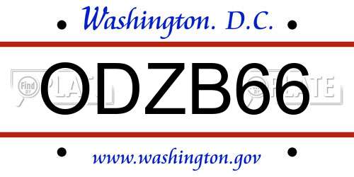 ODZB66 District Of Columbia License Plate