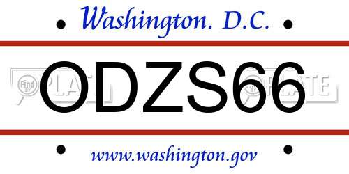 ODZS66 District Of Columbia License Plate