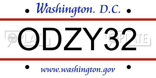 ODZY32 District Of Columbia License Plate