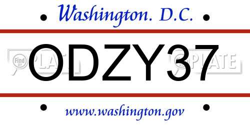 ODZY37 District Of Columbia License Plate