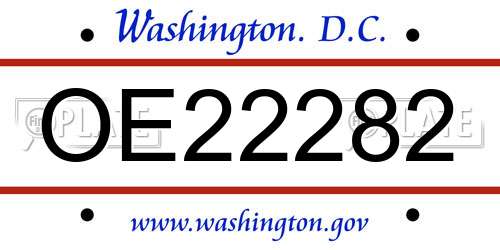 OE22282 District Of Columbia License Plate