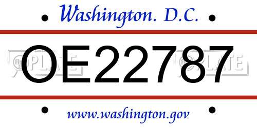OE22787 District Of Columbia License Plate