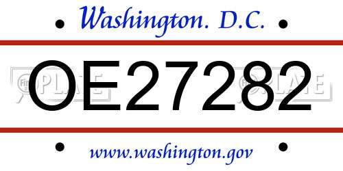 OE27282 District Of Columbia License Plate