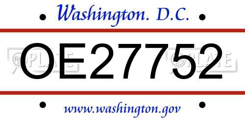 OE27752 District Of Columbia License Plate