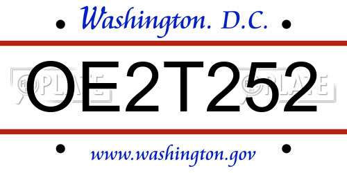 OE2T252 District Of Columbia License Plate