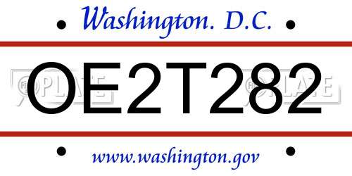 OE2T282 District Of Columbia License Plate