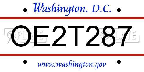 OE2T287 District Of Columbia License Plate