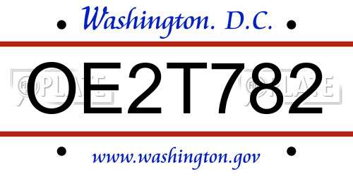 OE2T782 District Of Columbia License Plate