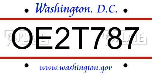 OE2T787 District Of Columbia License Plate
